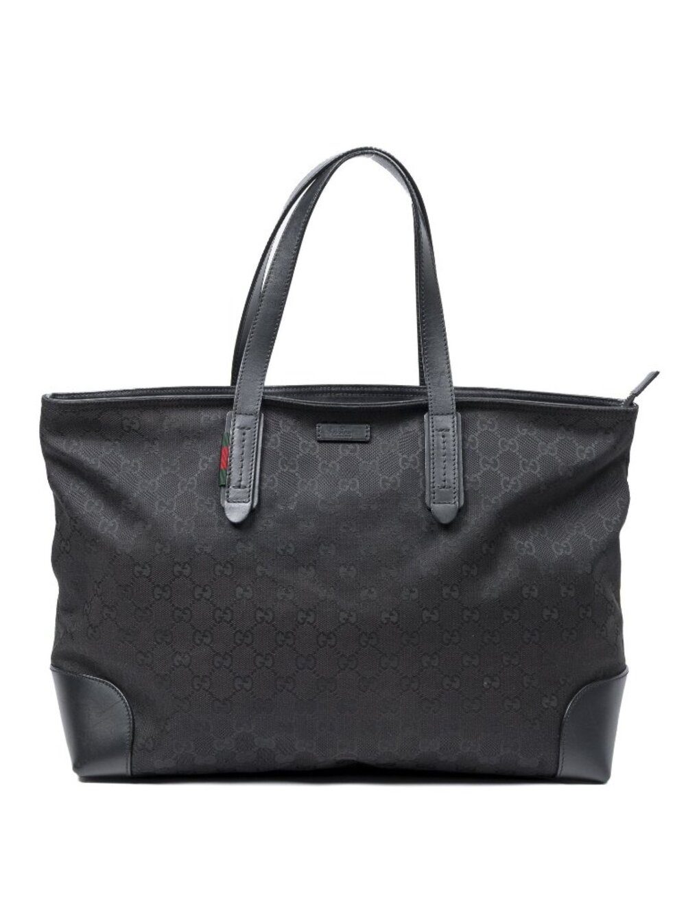 Gucci Large Web Horizon Tal Tote Bag Black GG Canvas